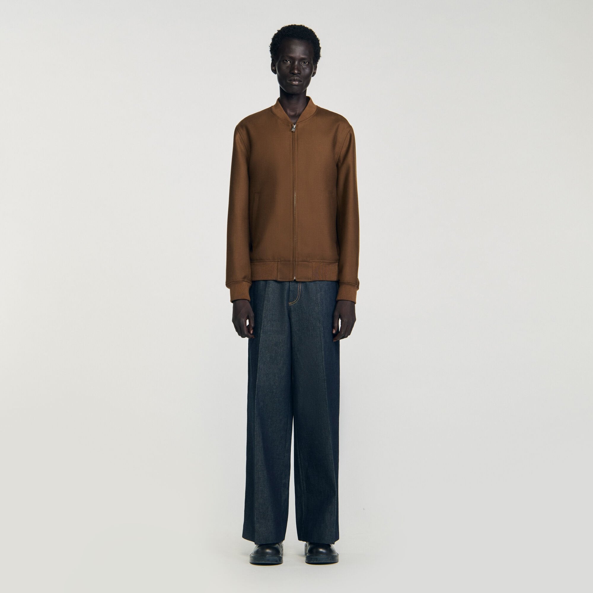 Zip-up jacket Tobacco Brown Sandro Men