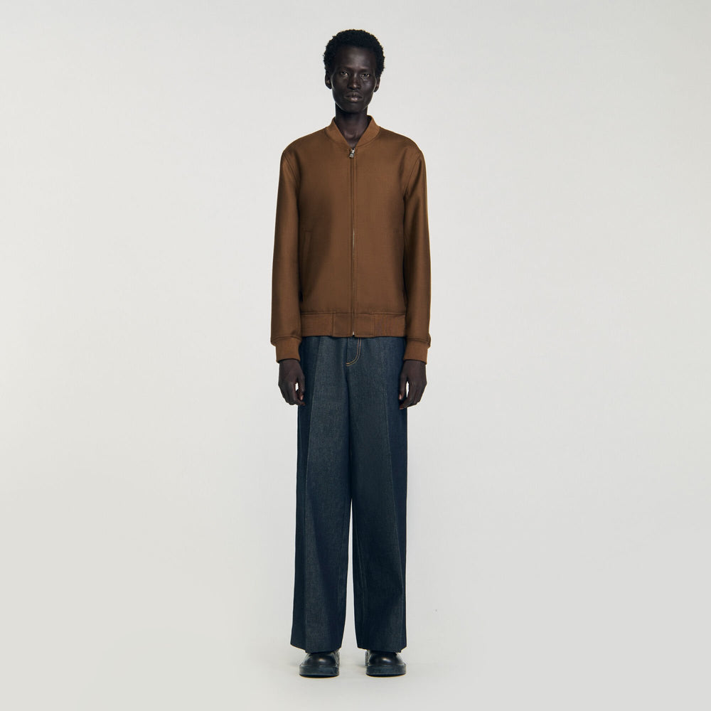 Zip-up jacket Tobacco Brown Sandro Men