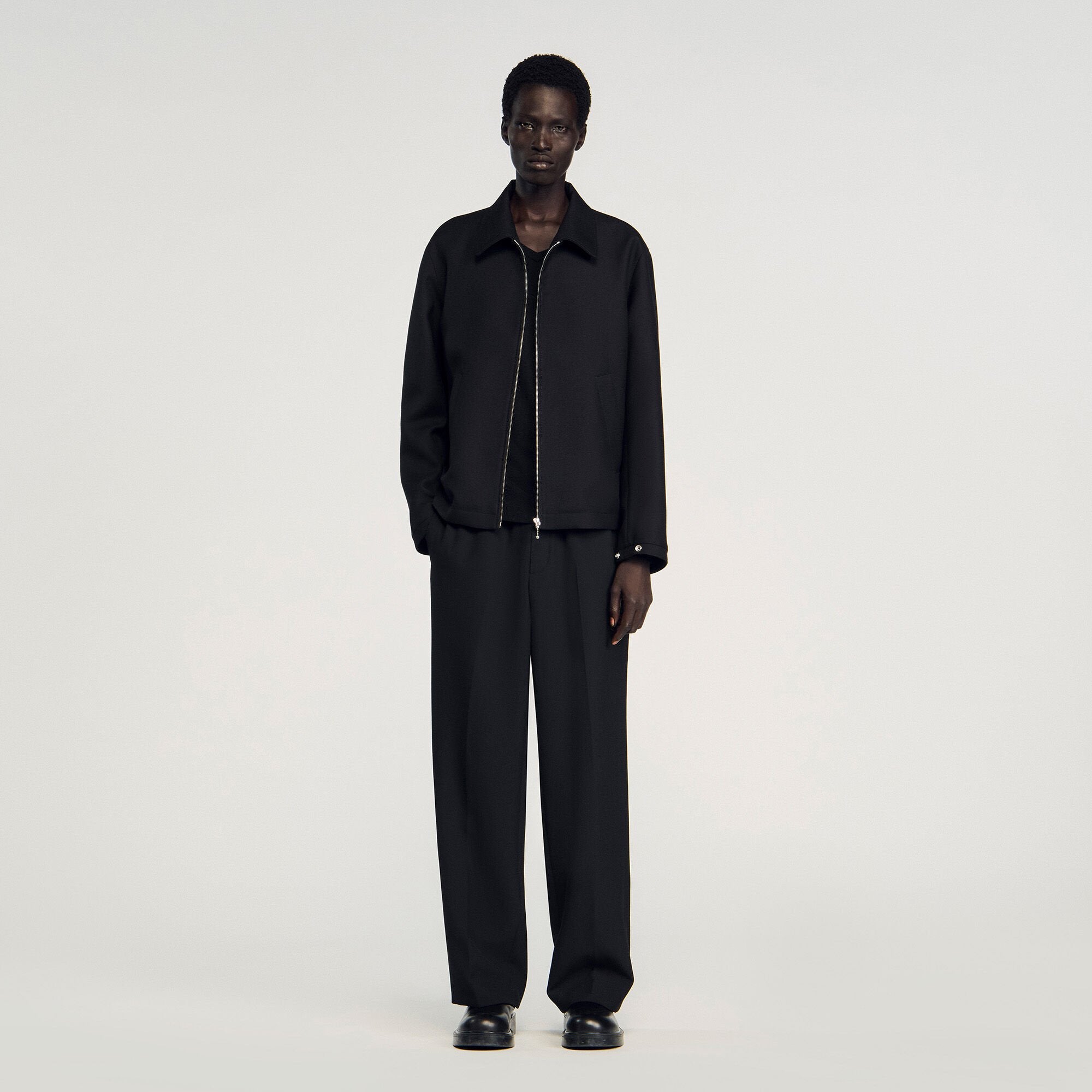 Zip-up jacket Black Sandro Men