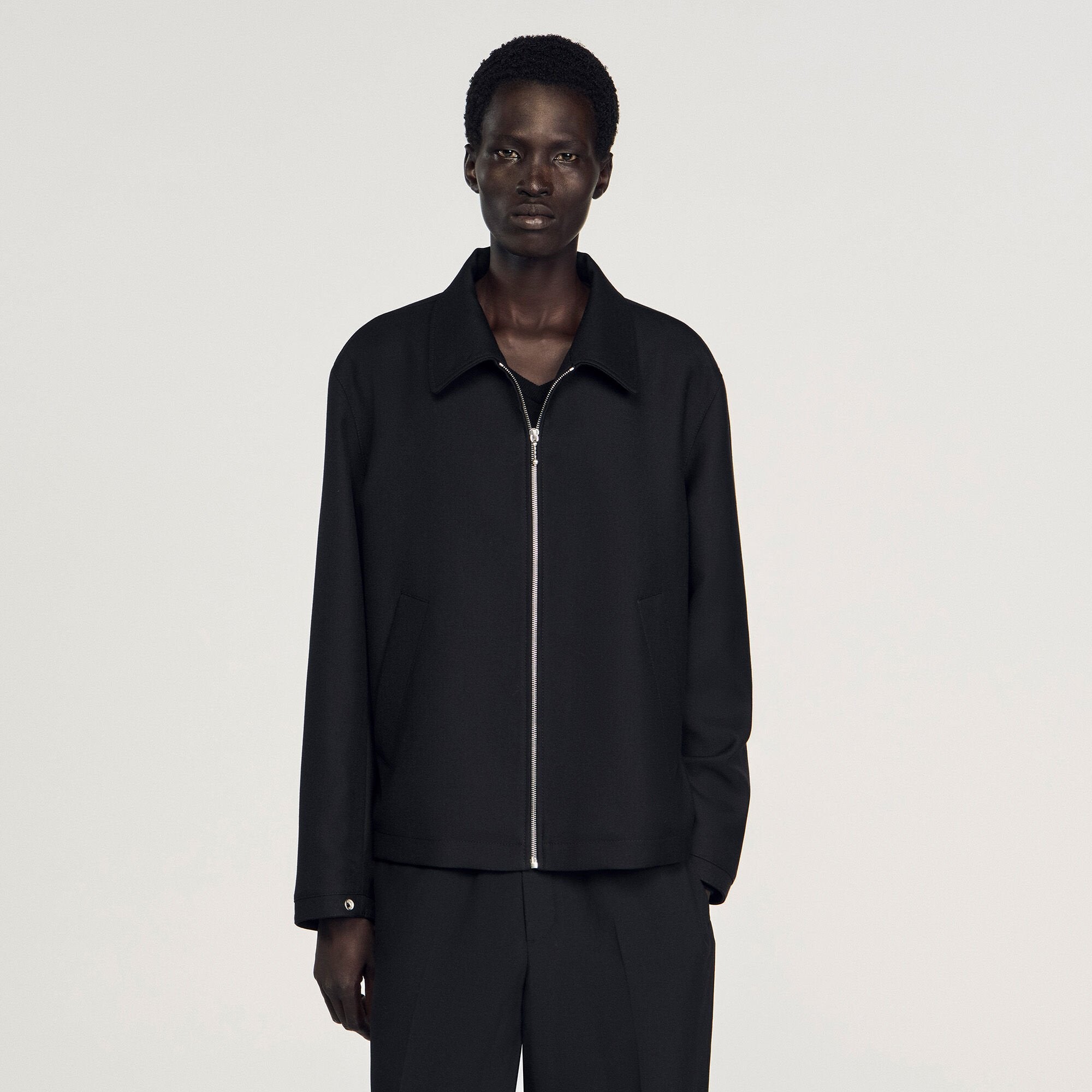 Zip-up jacket Black Sandro Men