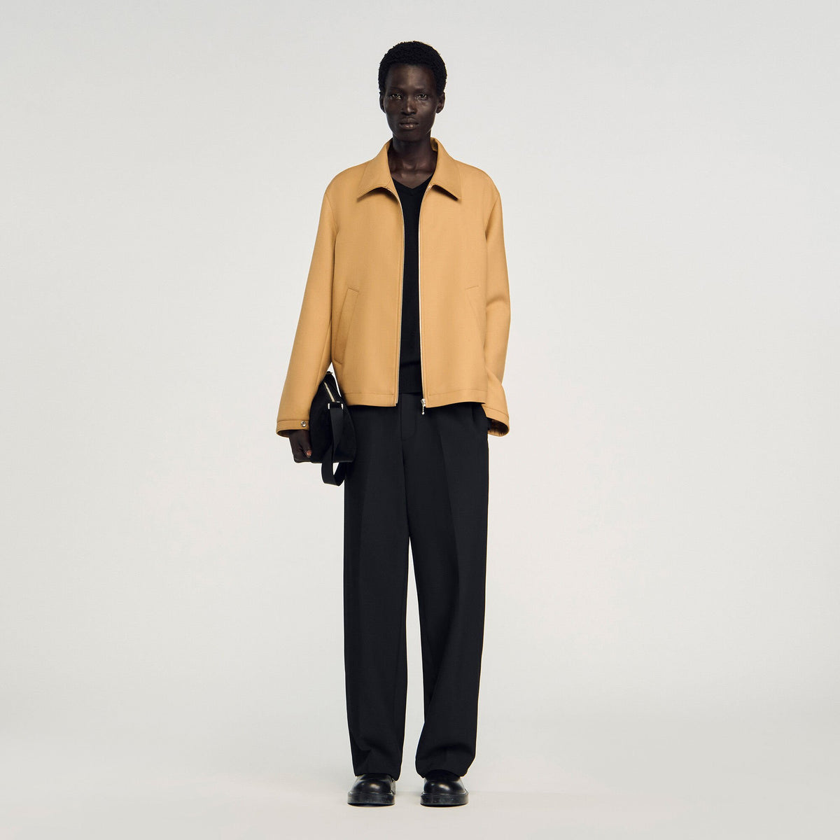 Zip-up jacket Camel Sandro Men