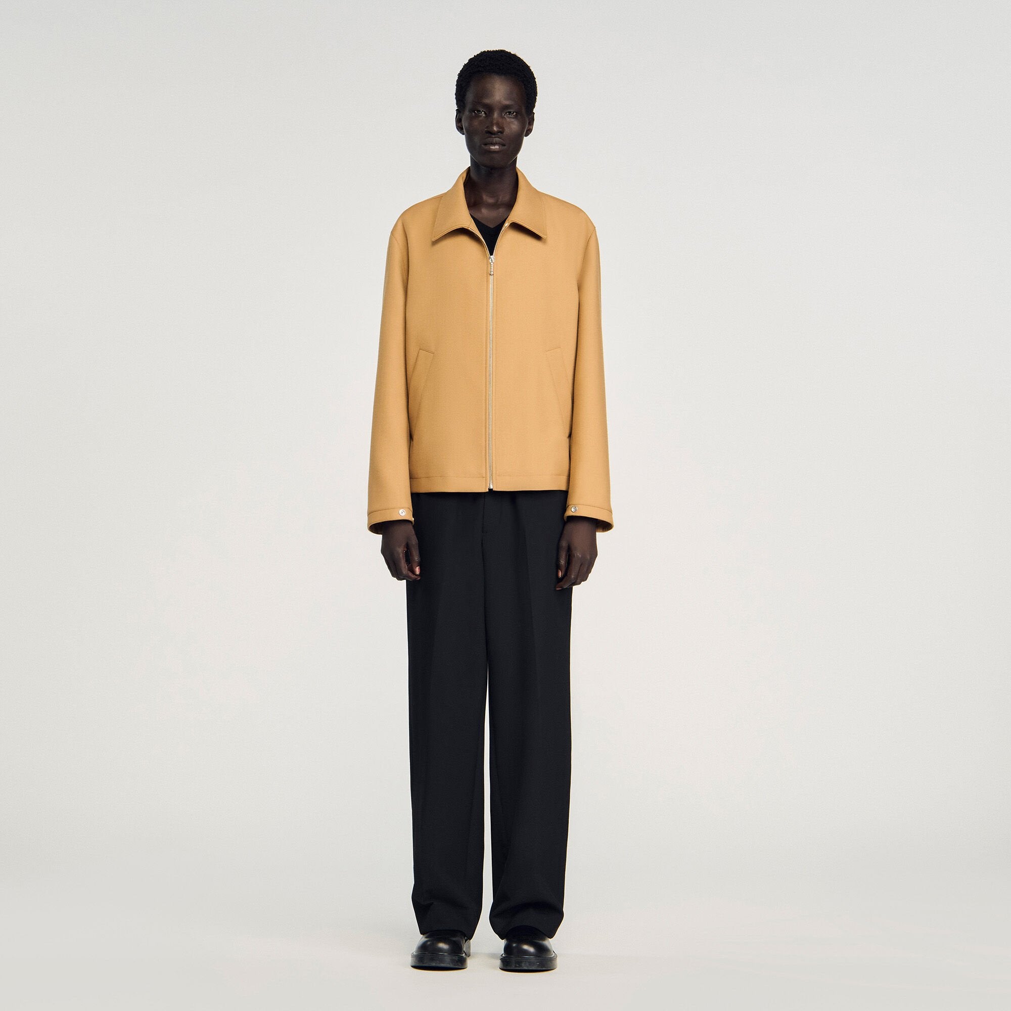 Zip-up jacket Camel Sandro Men