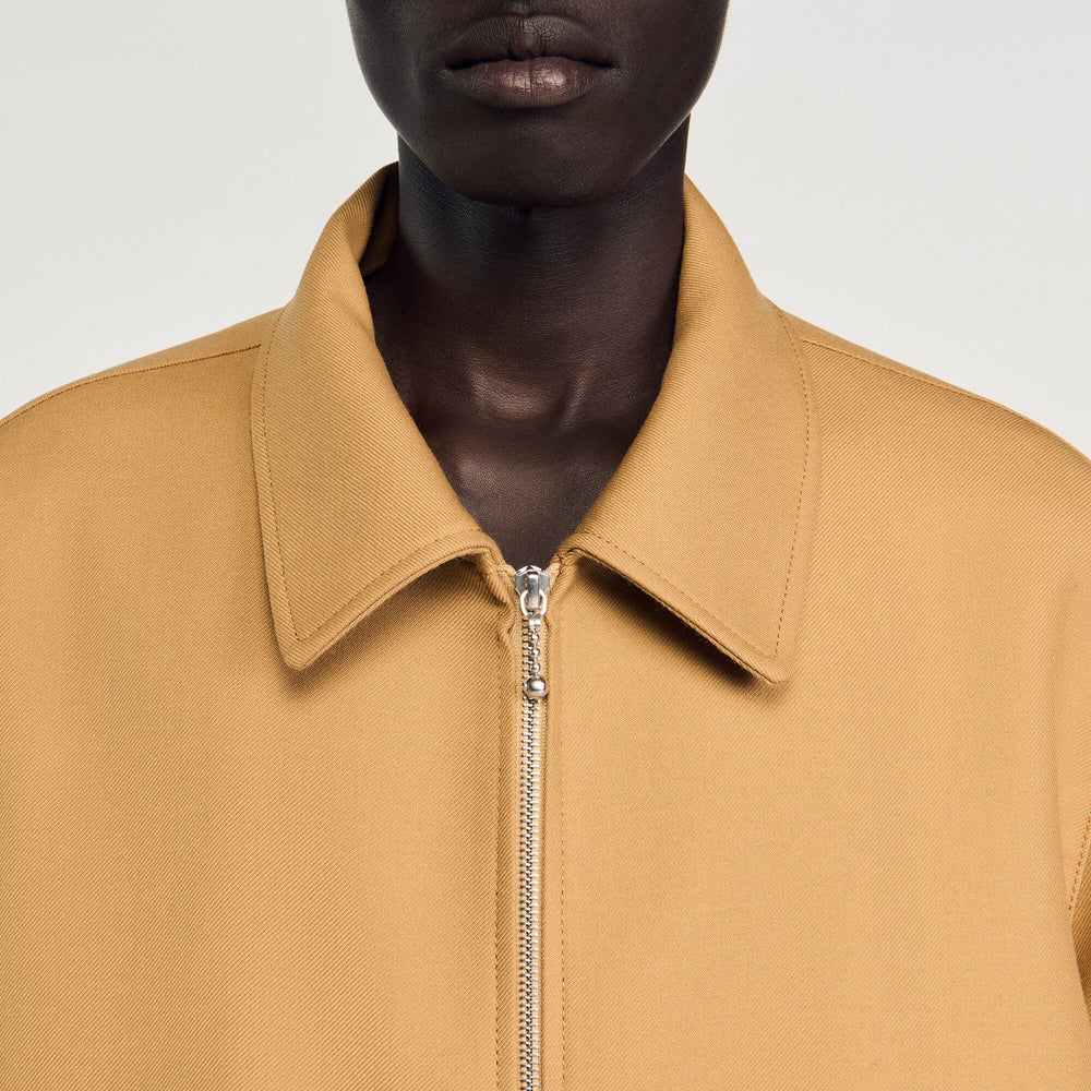 Zip-up jacket Camel Sandro Men