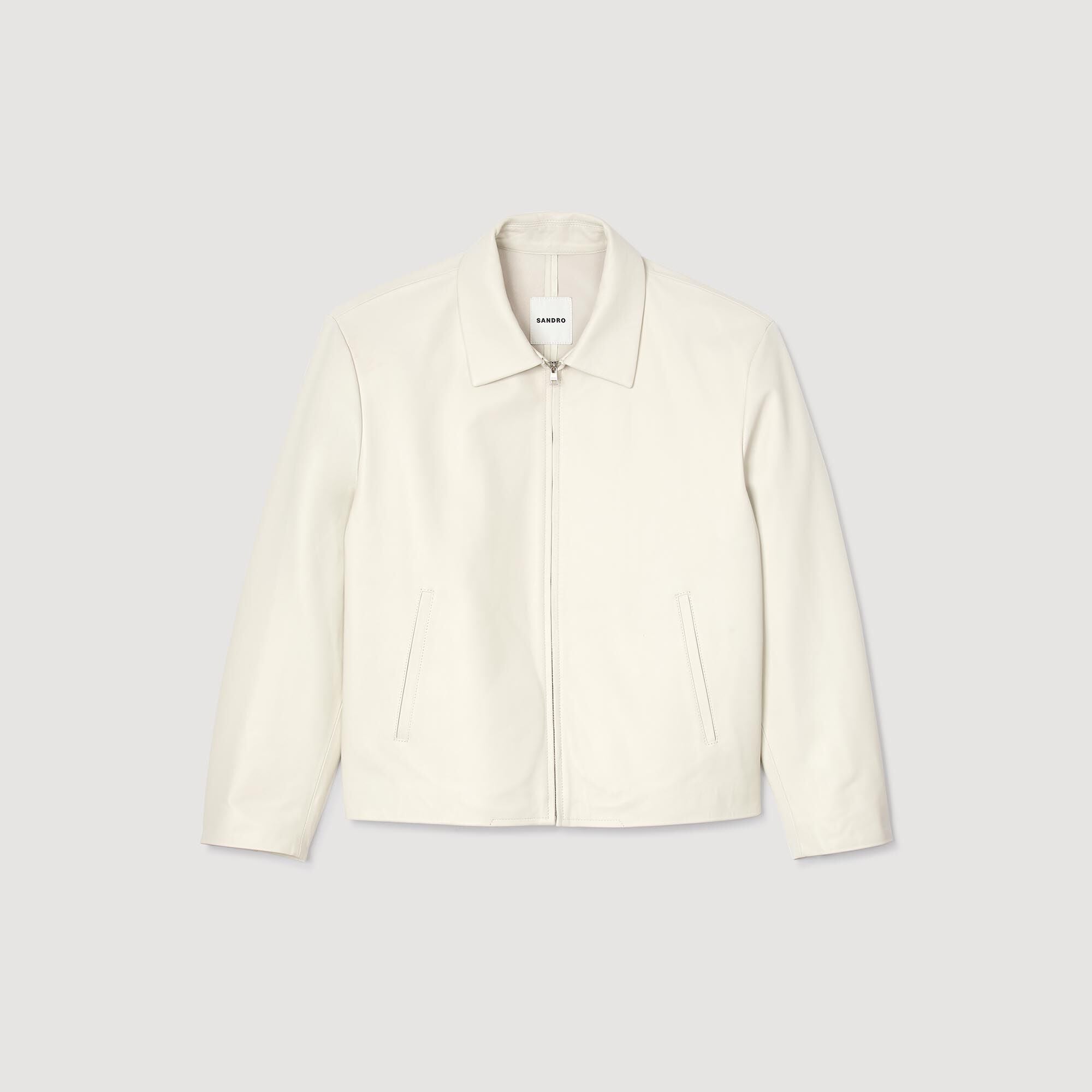 Leather jacket Aluminum Sandro Men