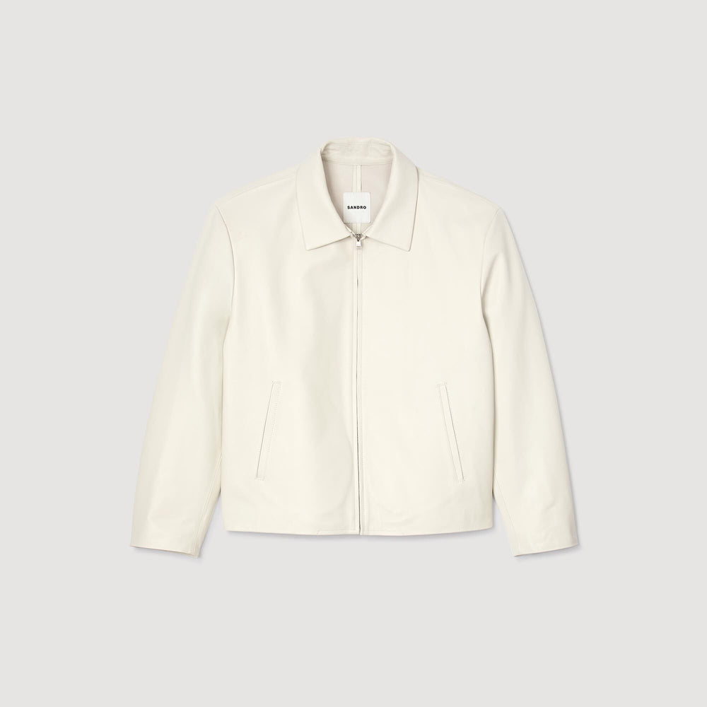 Leather jacket Aluminum Sandro Men