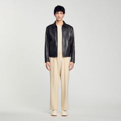 Distressed-look leather jacket Moka. Sandro Men