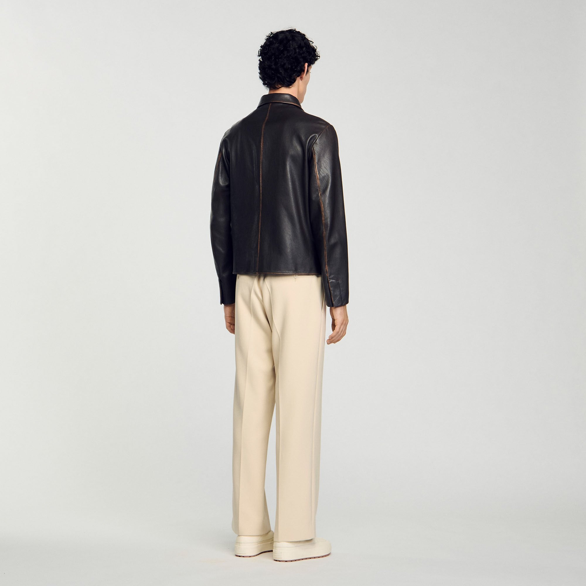 Distressed-look leather jacket Moka. Sandro Men