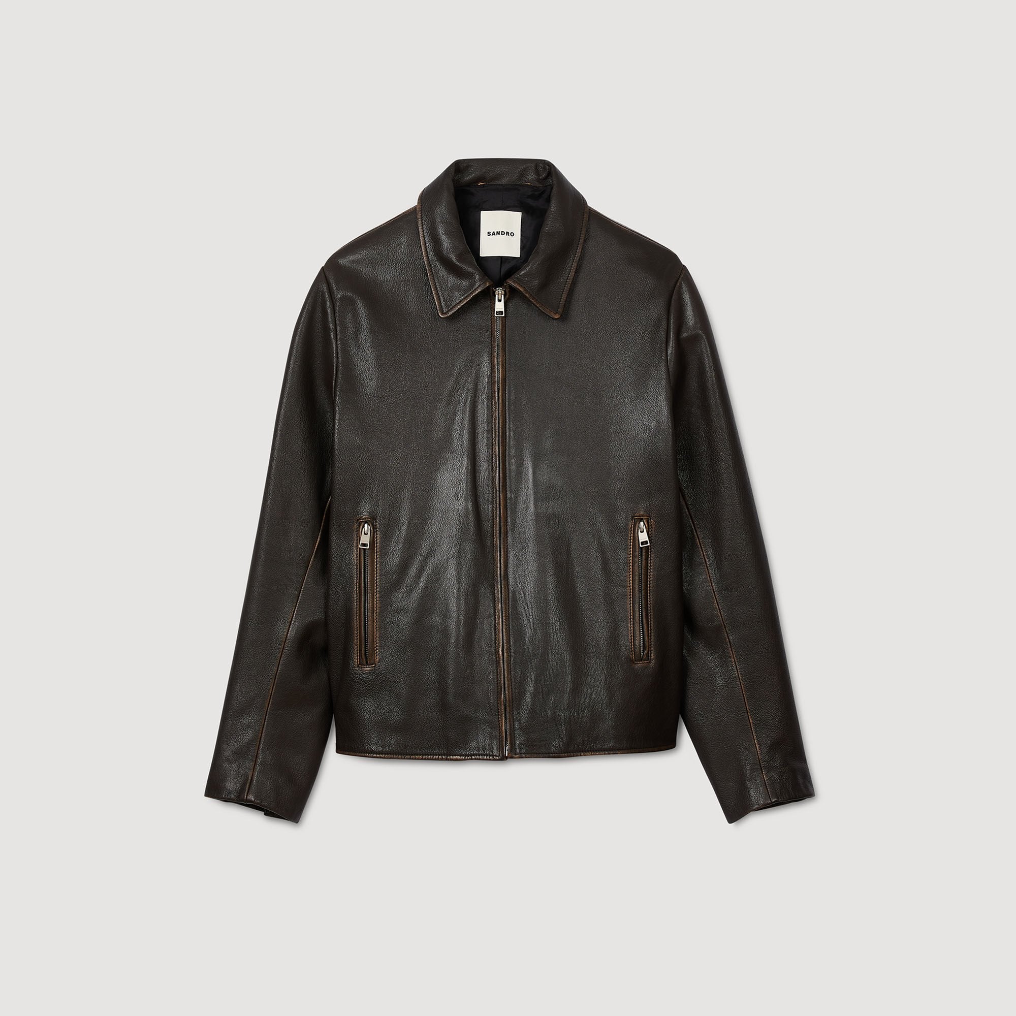 Distressed-look leather jacket Moka. Sandro Men