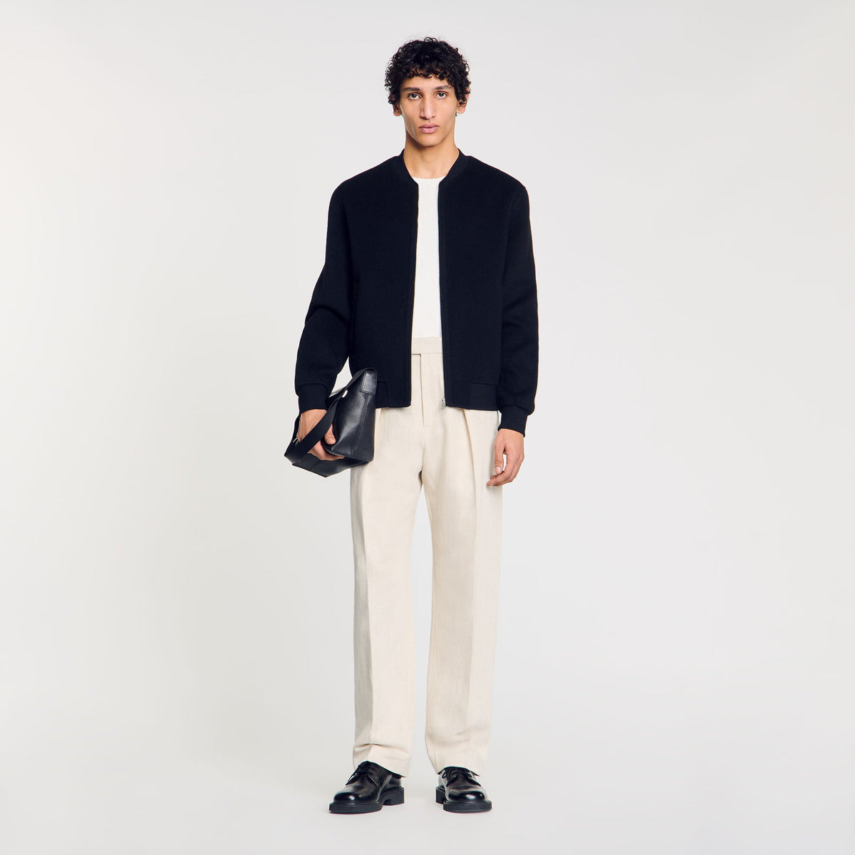 Double-faced wool jacket Black Sandro Men