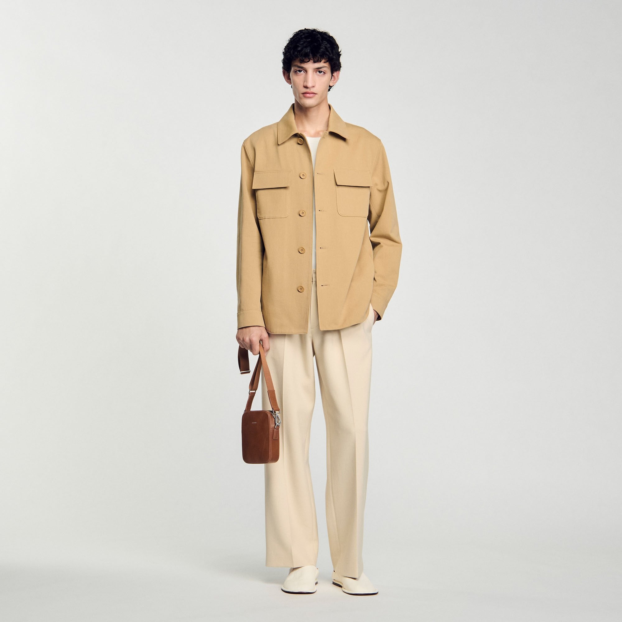 Oversized shirt with pockets Sand. Sandro Men