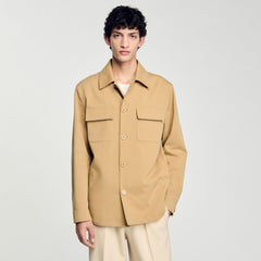 Oversized shirt with pockets Sand. Sandro Men