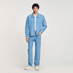 Square cross denim jacket Blue Vintage - Denim Sandro Men