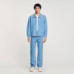 Square cross denim jacket Blue Vintage - Denim Sandro Men