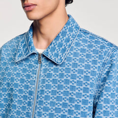 Square cross denim jacket Blue Vintage - Denim Sandro Men
