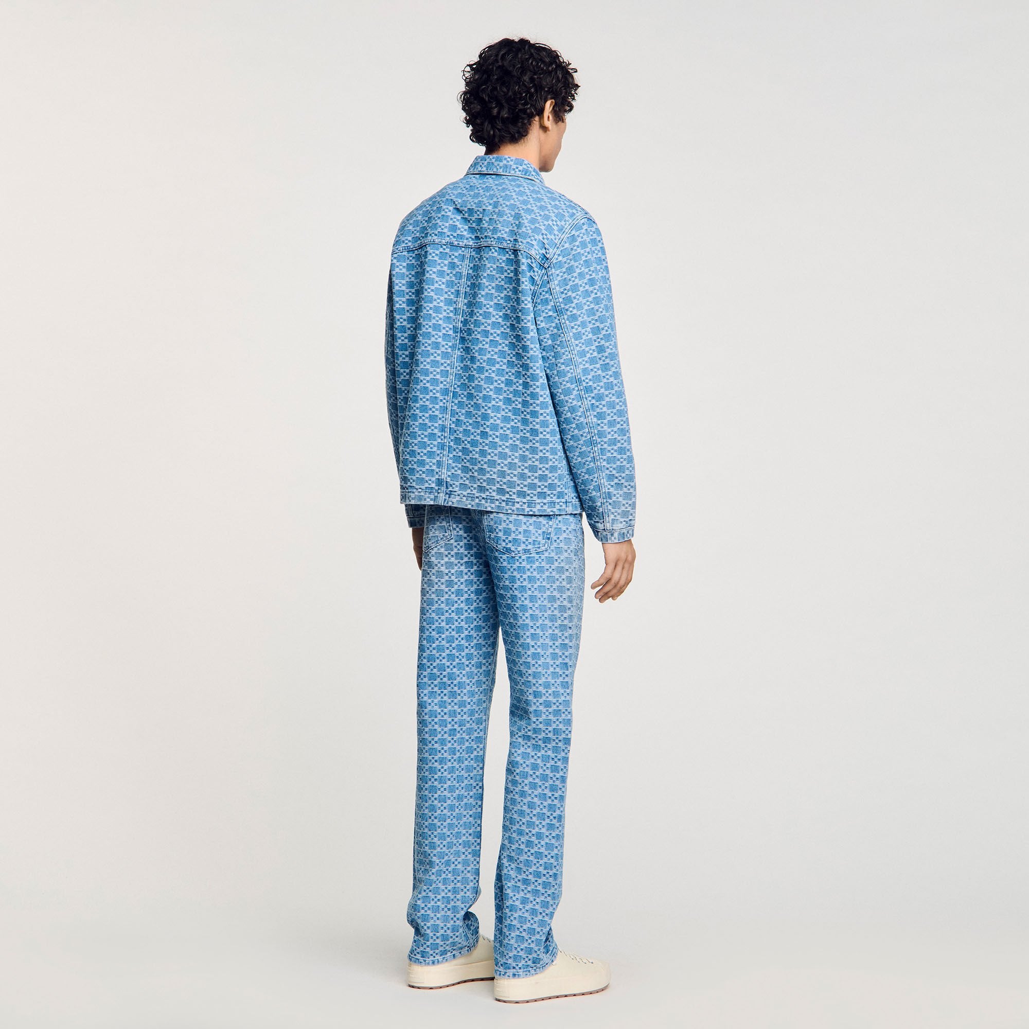 Square cross denim jacket Blue Vintage - Denim Sandro Men