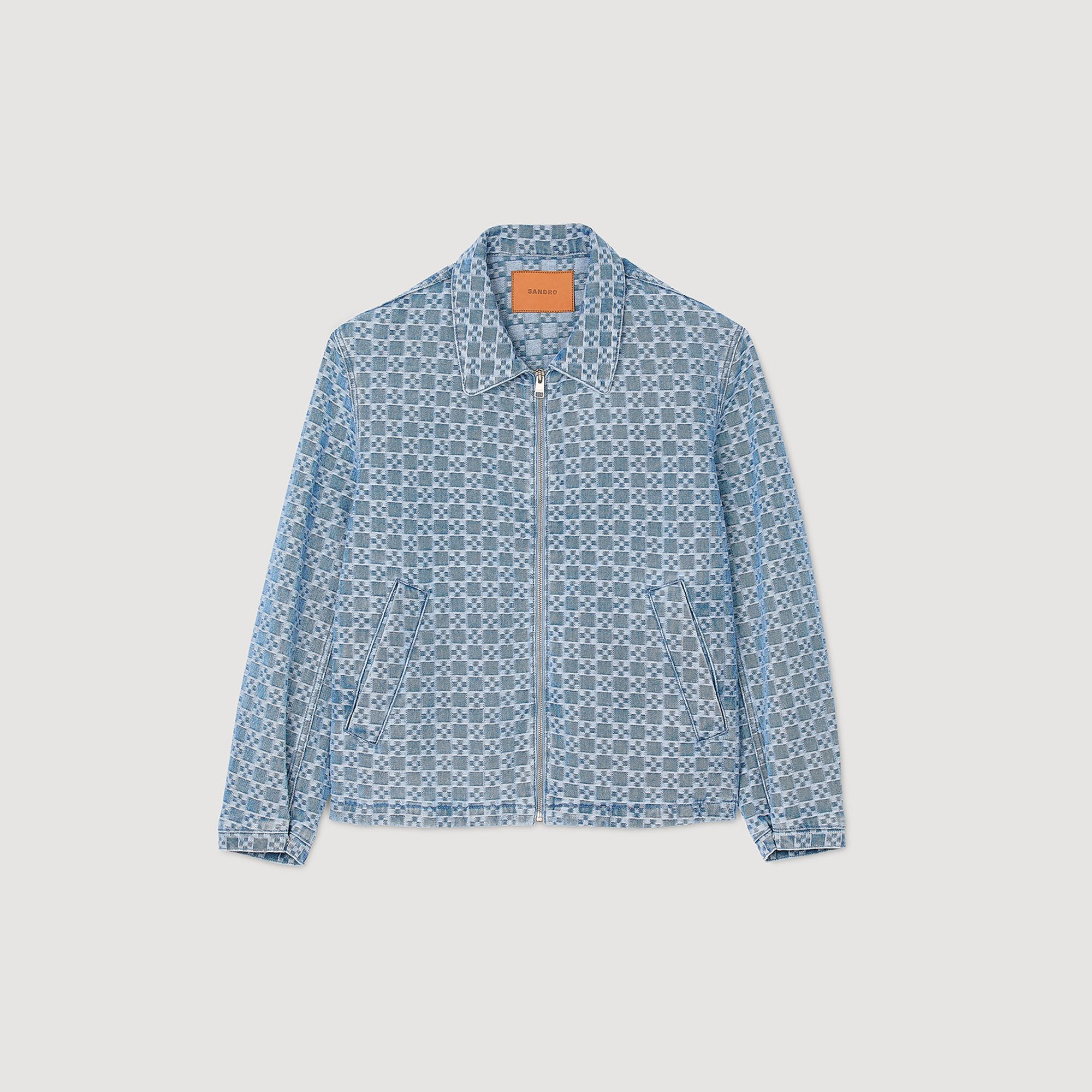 Square cross denim jacket Blue Vintage - Denim Sandro Men