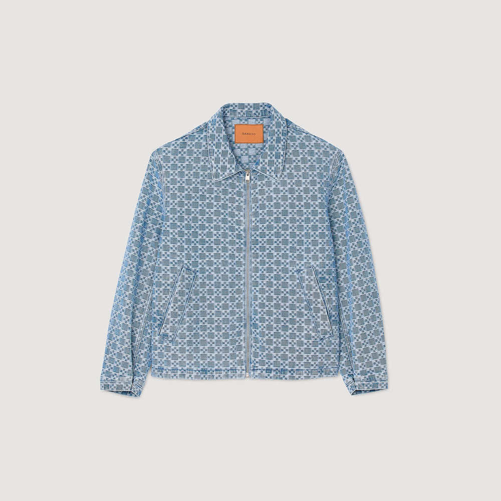 Square cross denim jacket Blue Vintage - Denim Sandro Men