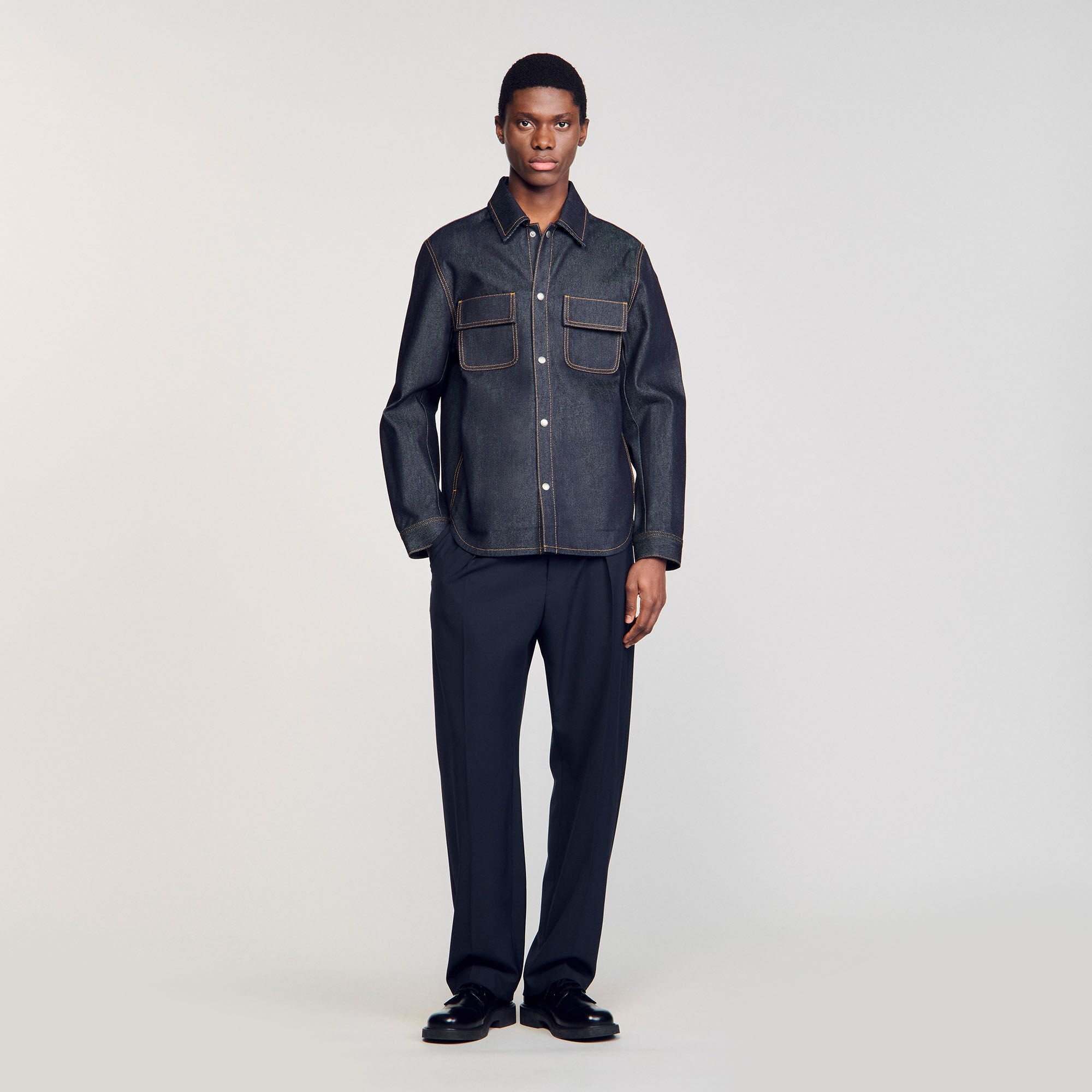 Denim oversized shirt Raw-Denim Sandro Men