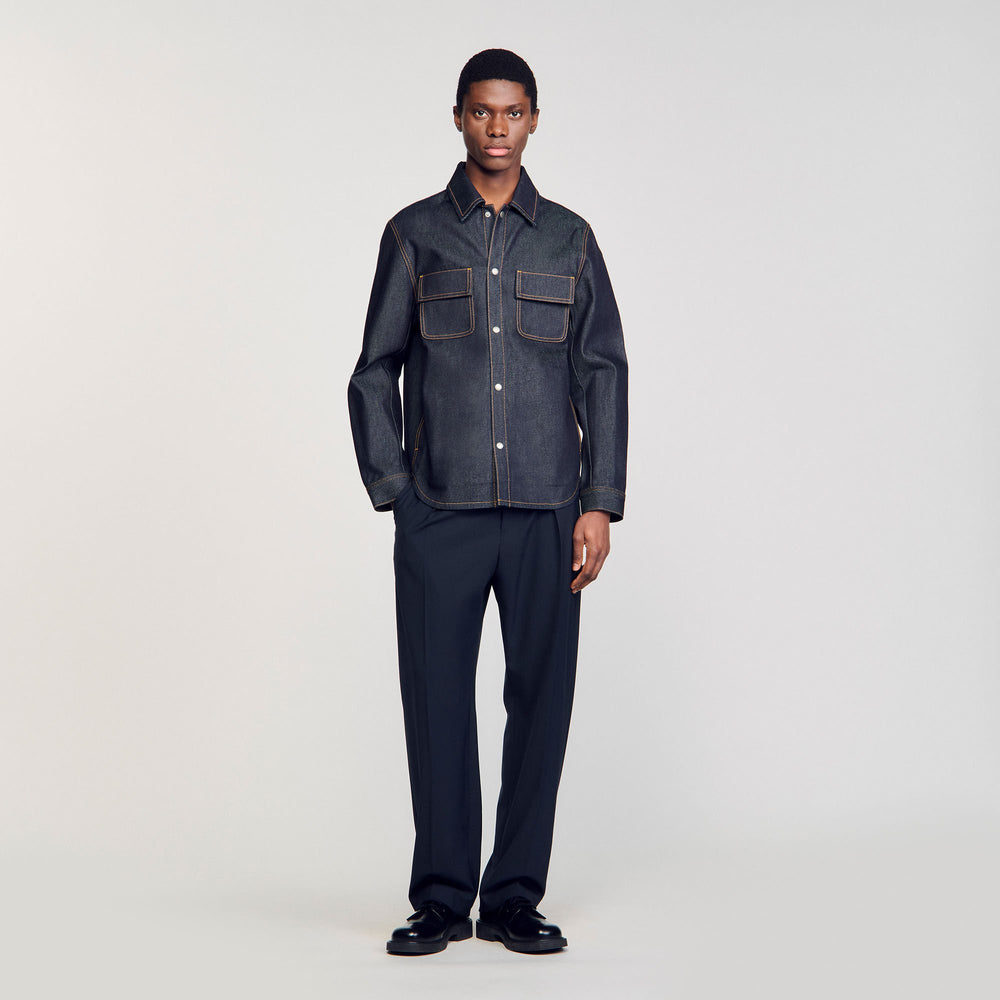 Denim oversized shirt Raw-Denim Sandro Men
