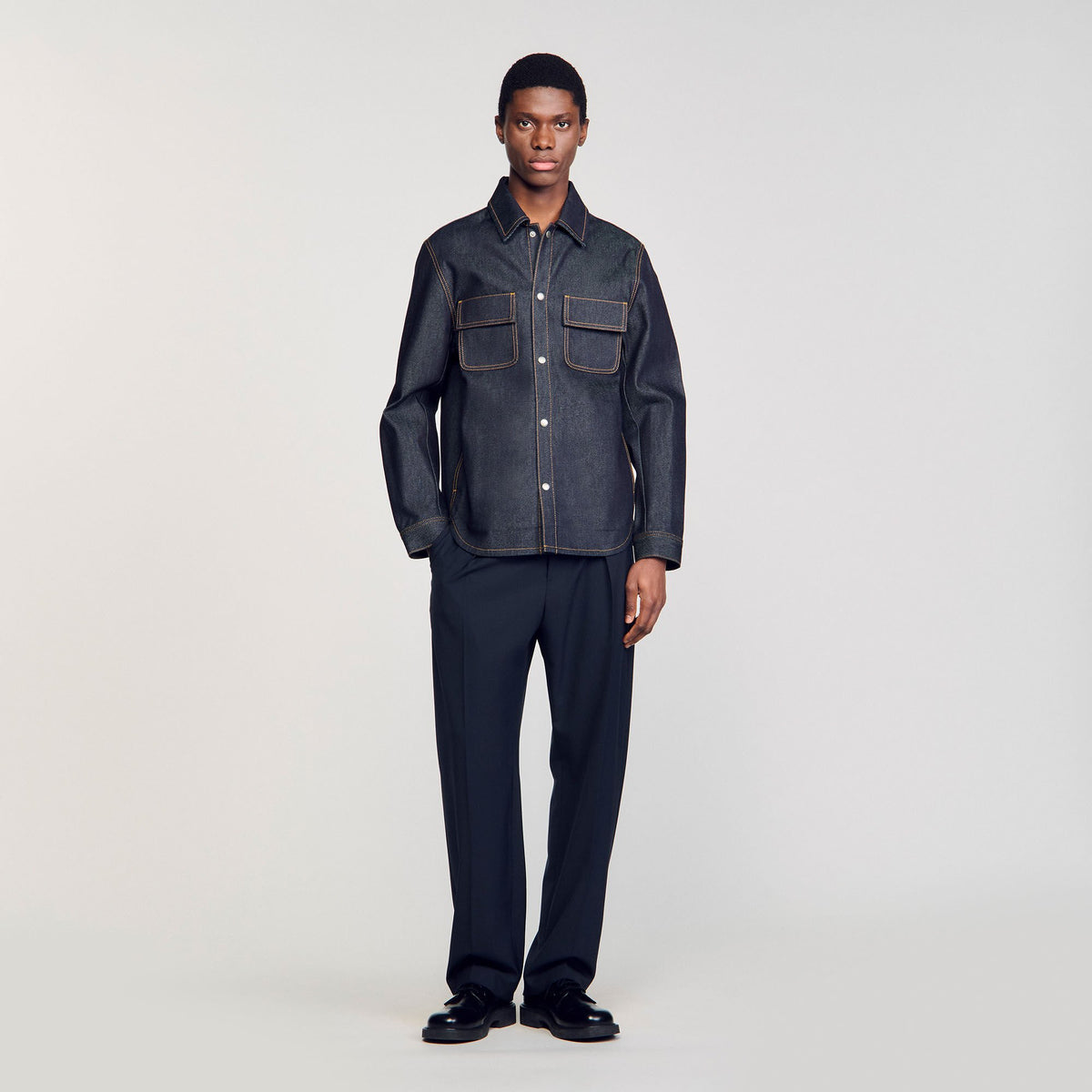 Denim oversized shirt Raw-Denim Sandro Men
