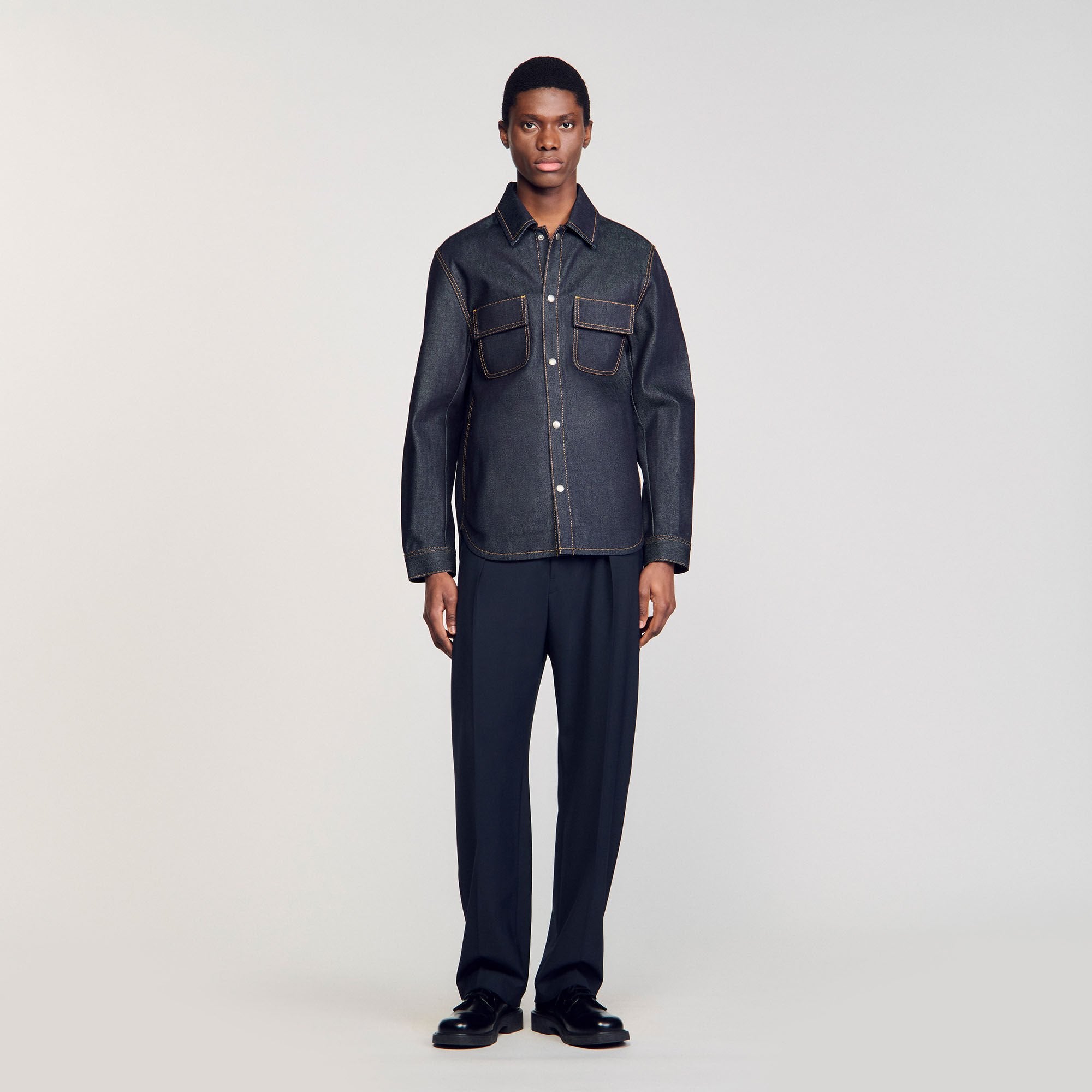 Denim oversized shirt Raw-Denim Sandro Men