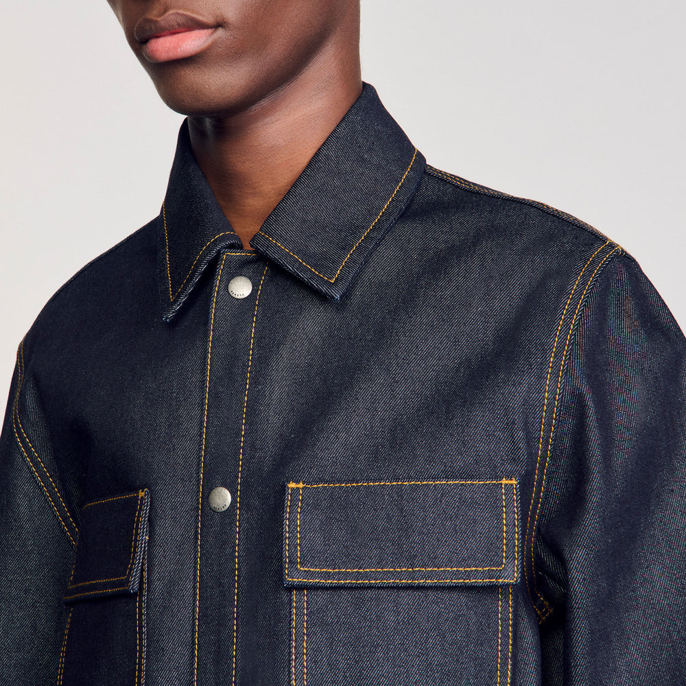 Denim oversized shirt Raw-Denim Sandro Men
