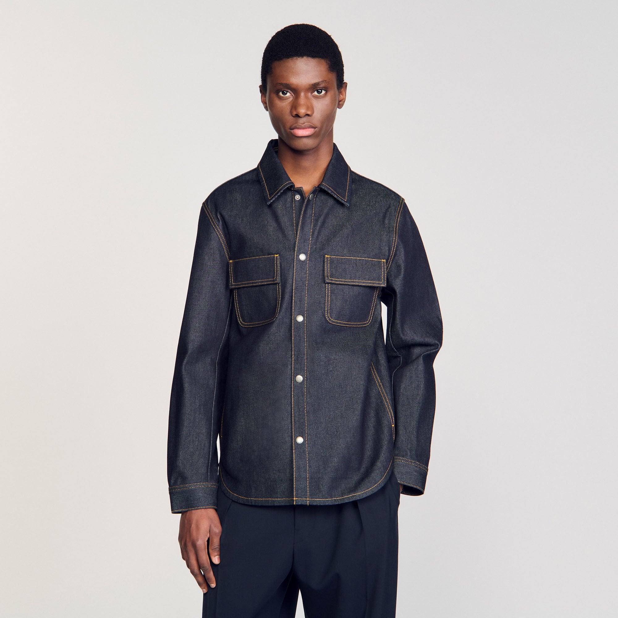 Denim oversized shirt Raw-Denim Sandro Men