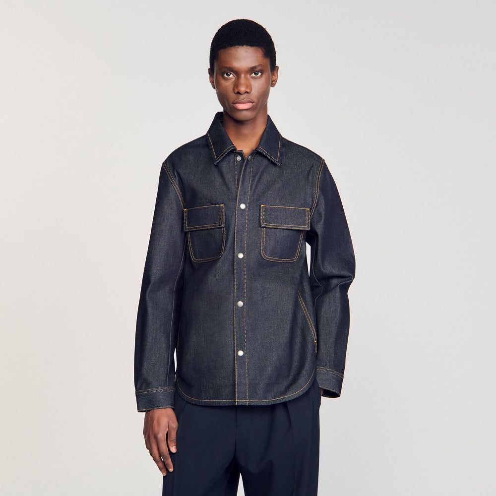 Denim oversized shirt Raw-Denim Sandro Men