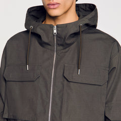 Hooded military parka Dark Kaki. Sandro Men