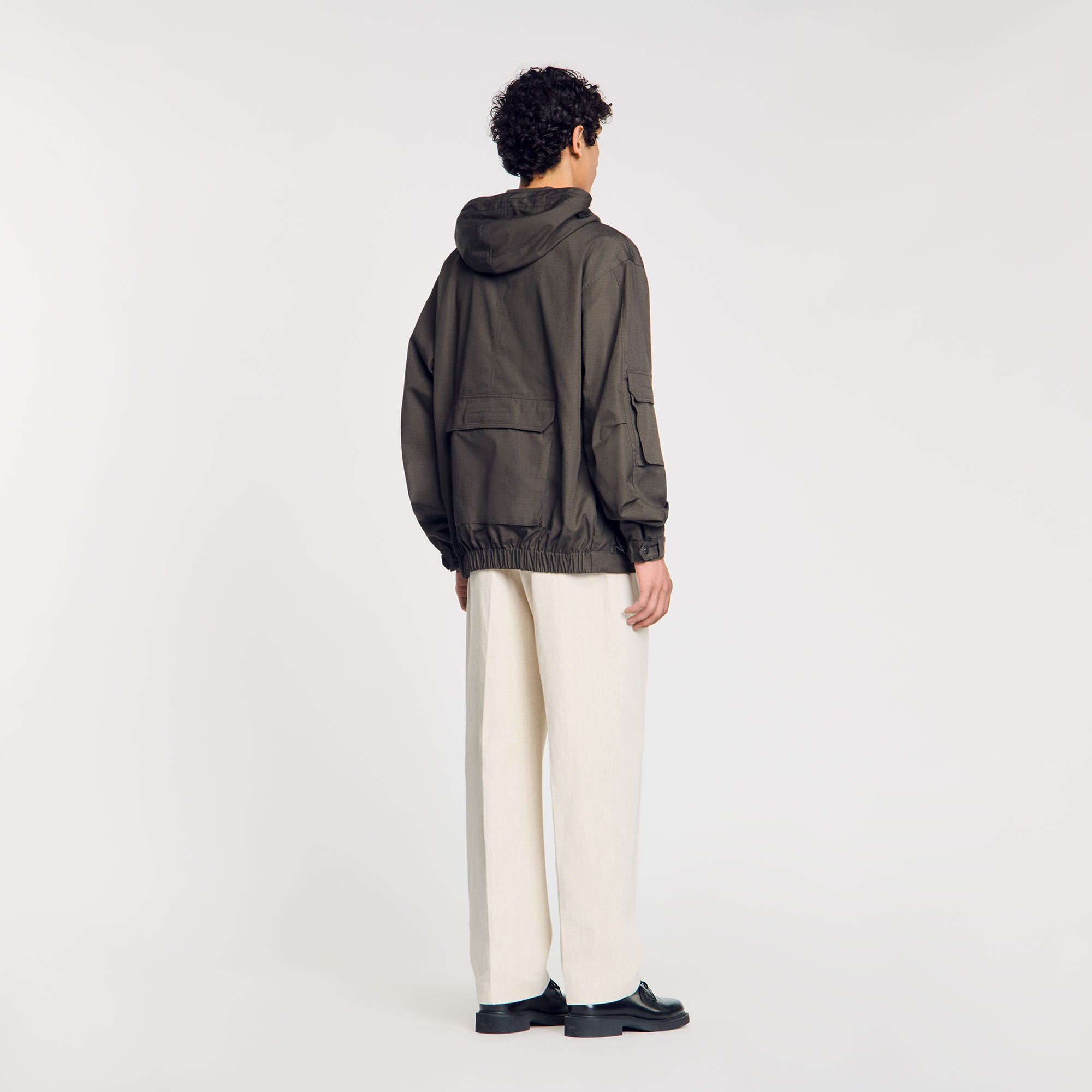 Hooded military parka Dark Kaki. Sandro Men