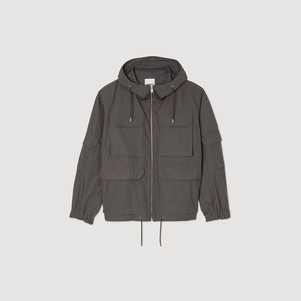 Hooded military parka Dark Kaki. Sandro Men