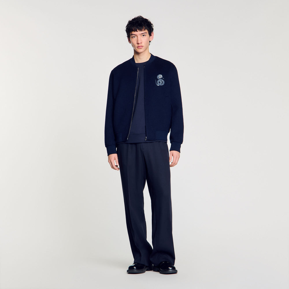 Double-faced snake-detail jacket Midnight Blue Sandro Men