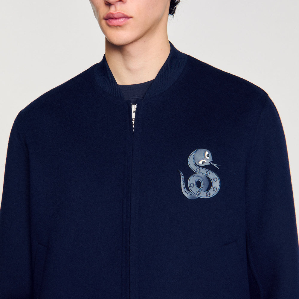 Double-faced snake-detail jacket Midnight Blue Sandro Men