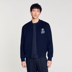 Double-faced snake-detail jacket Midnight Blue Sandro Men