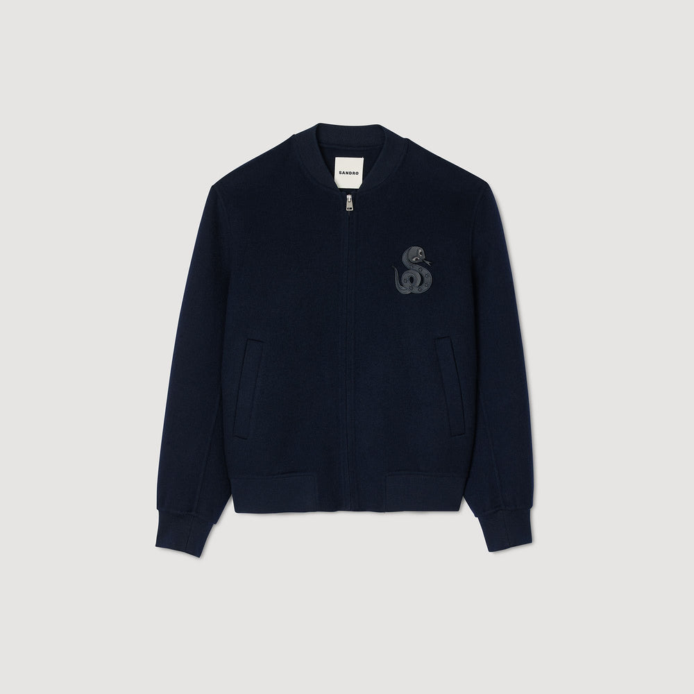 Double-faced snake-detail jacket Midnight Blue Sandro Men
