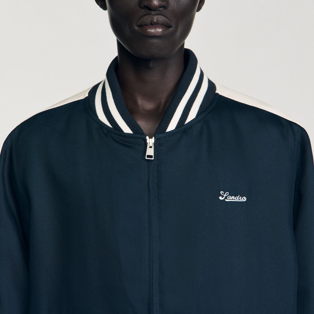 Zip-up varsity jacket Navy Blue Sandro Men