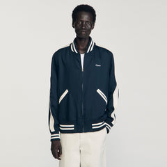 Zip-up varsity jacket Navy Blue Sandro Men