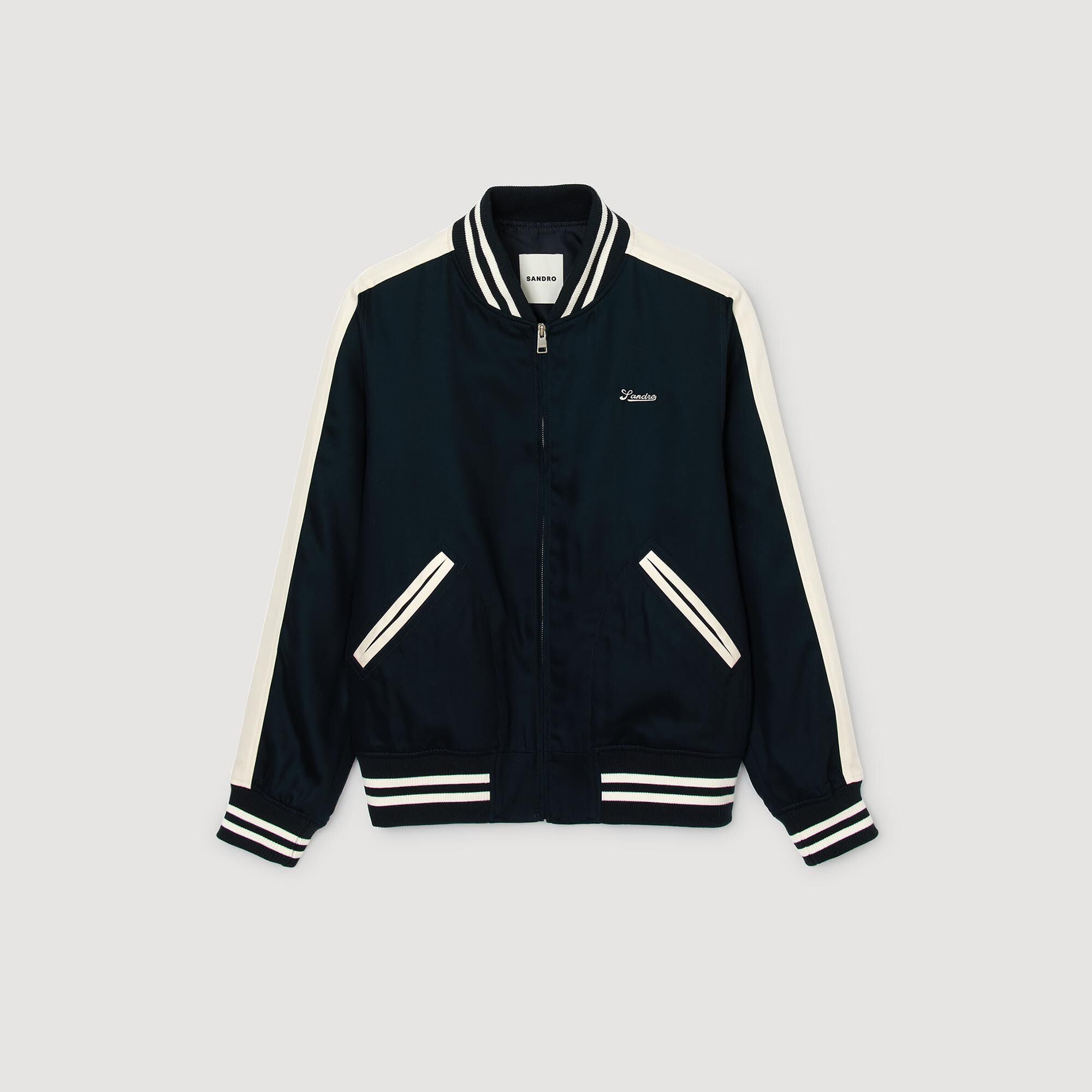 Zip-up varsity jacket Navy Blue Sandro Men