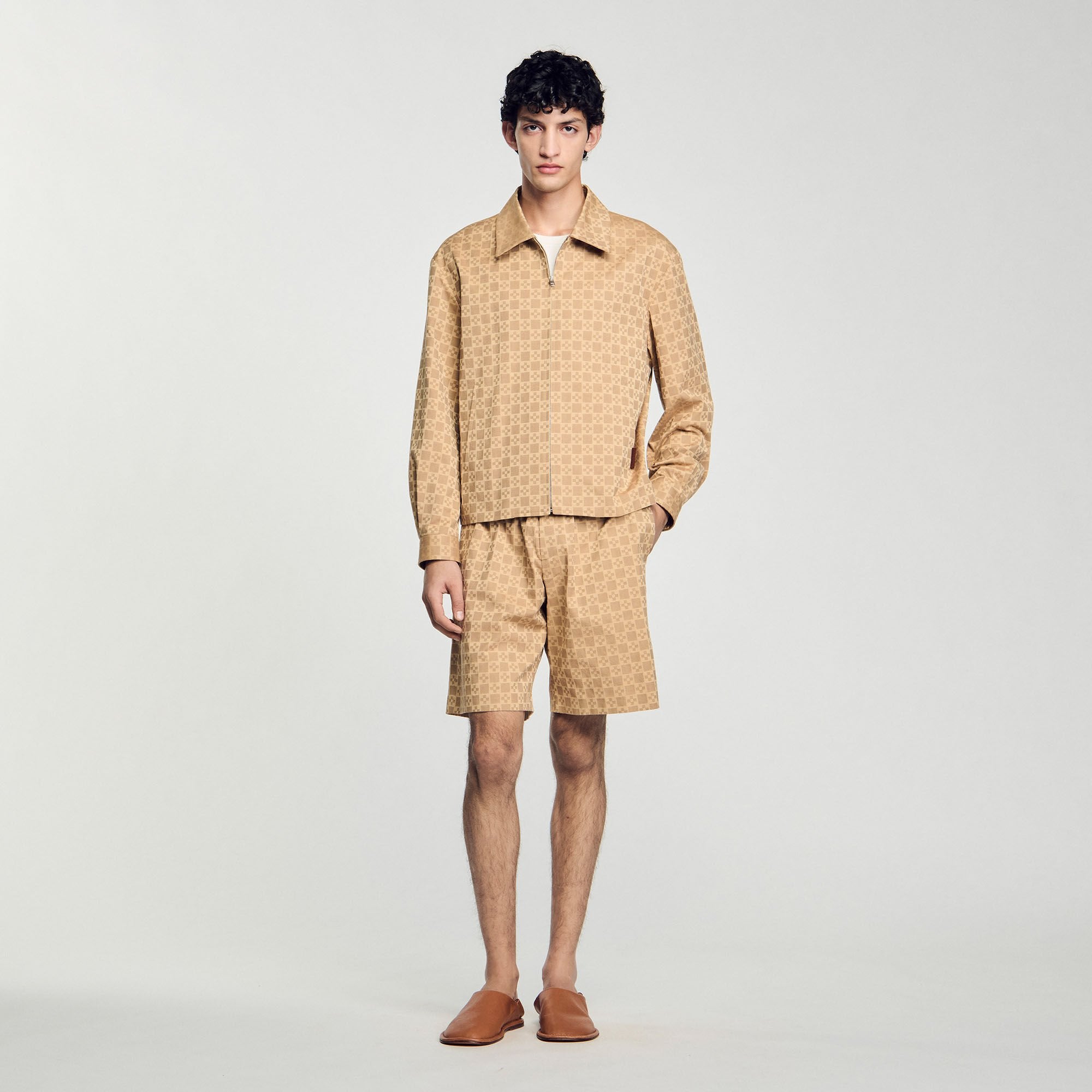 Square Cross zip-up jacket Sand Sandro Men