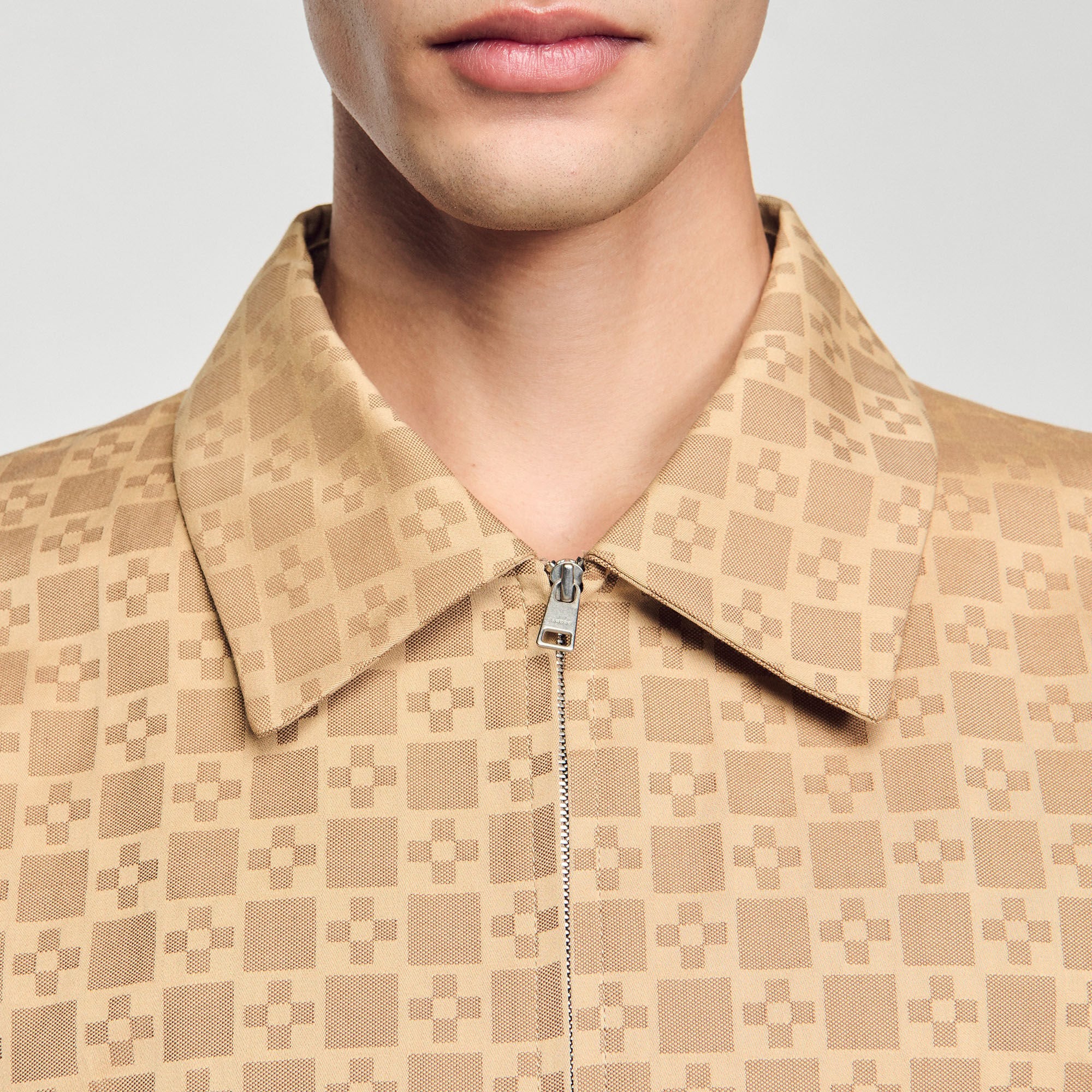 Square Cross zip-up jacket Sand Sandro Men