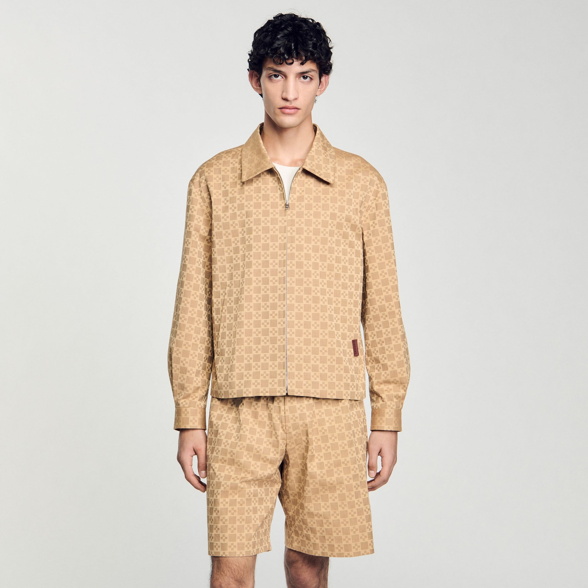 Square Cross zip-up jacket Sand Sandro Men