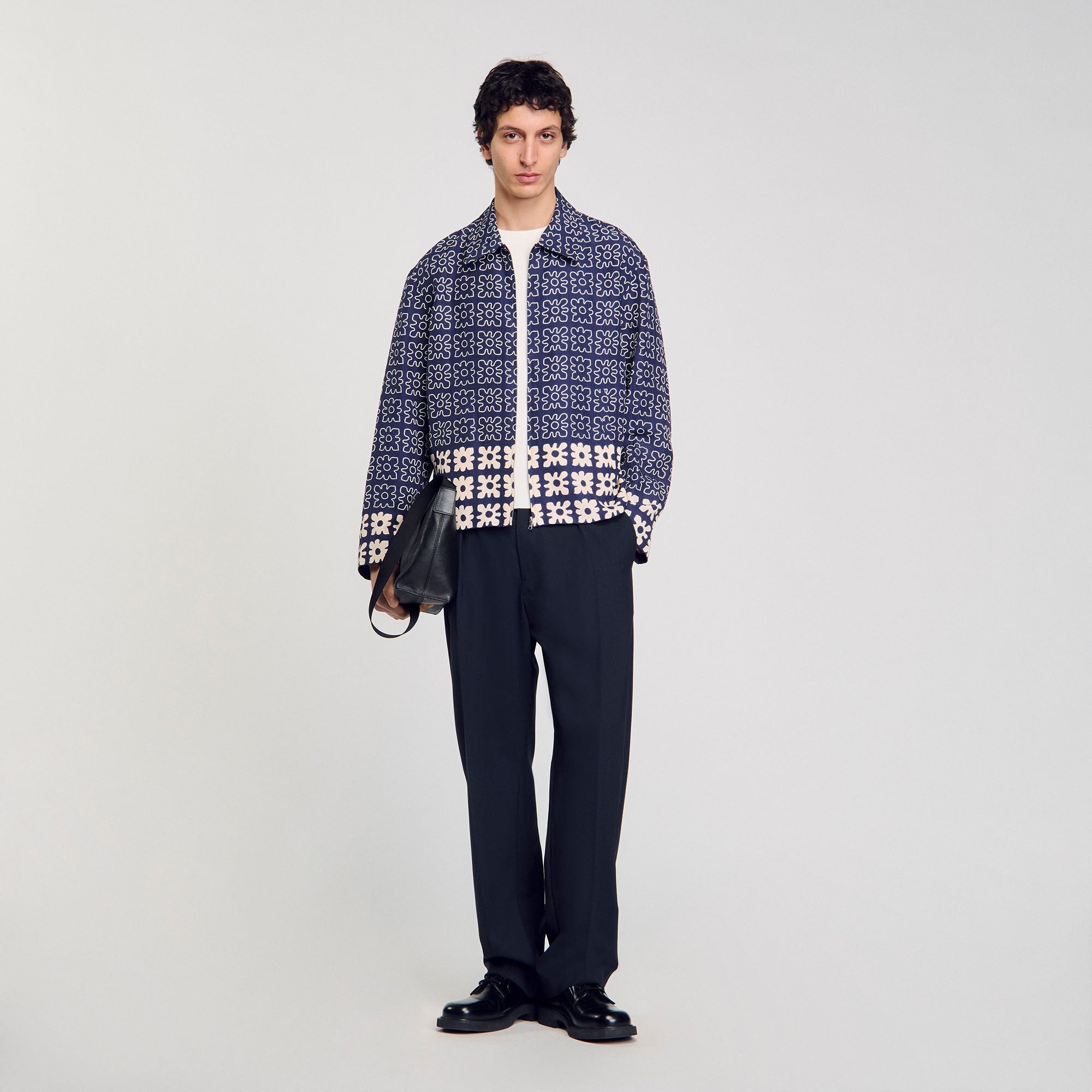 Jacket with floral motif Midnight Blue Sandro Men