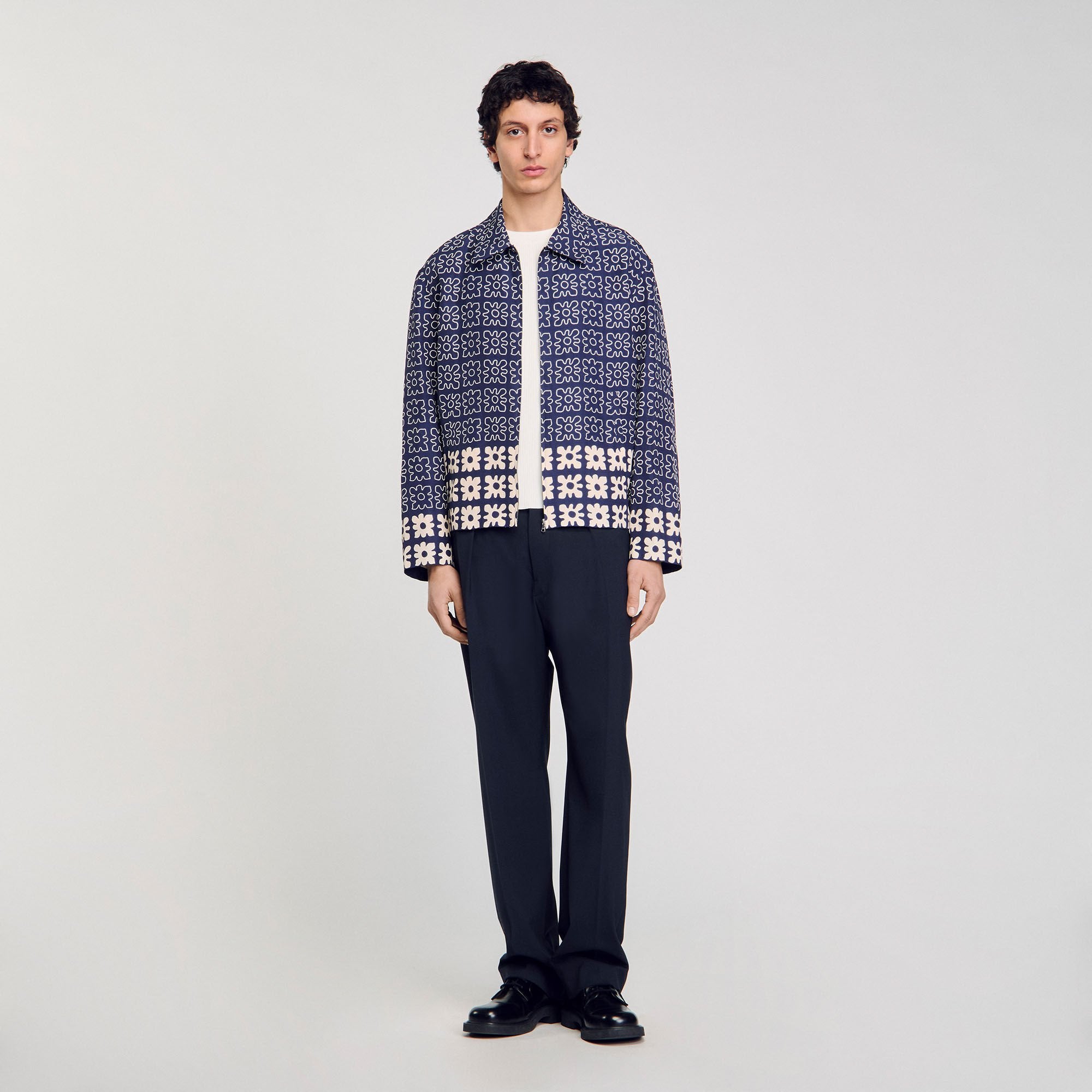 Jacket with floral motif Midnight Blue Sandro Men