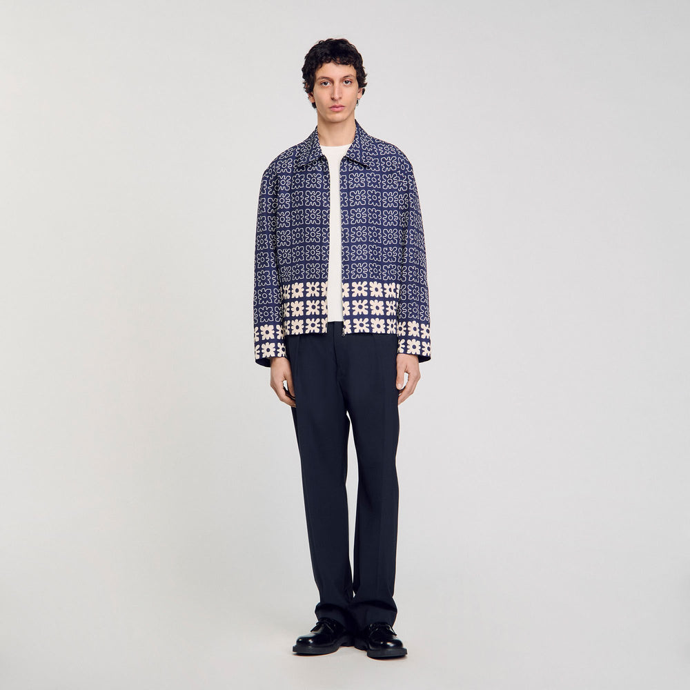 Jacket with floral motif Midnight Blue Sandro Men