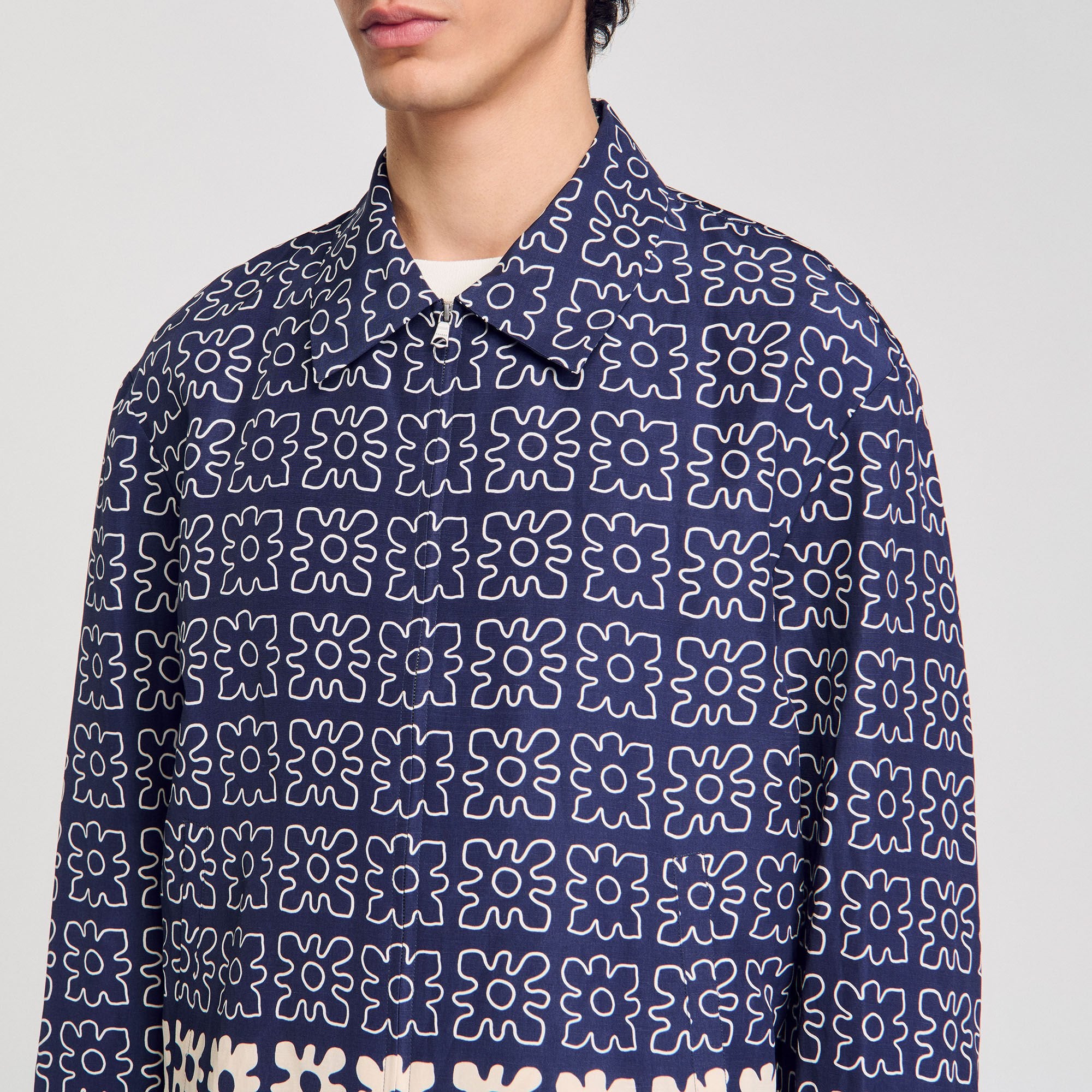 Jacket with floral motif Midnight Blue Sandro Men