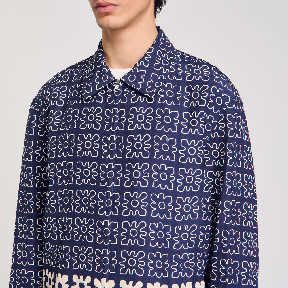 Jacket with floral motif Midnight Blue Sandro Men