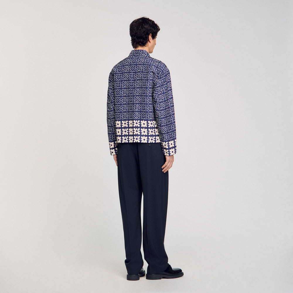 Jacket with floral motif Midnight Blue Sandro Men