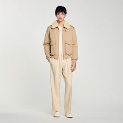 Shearling collar aviator jacket Sand Sandro Men