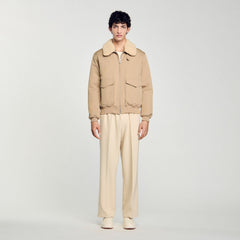 Shearling collar aviator jacket Sand Sandro Men