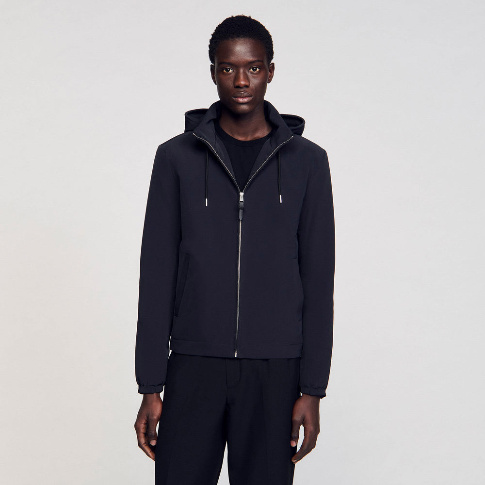 Zip-up hooded jacket Navy Blue Sandro Men